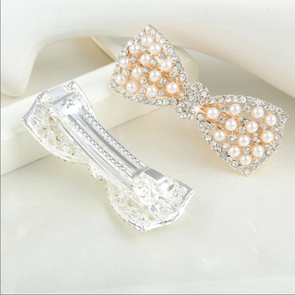 ⭐️SOLD⭐️ BOW CLIP GRIPS PEARL WEDDING - Picture 2 of 8